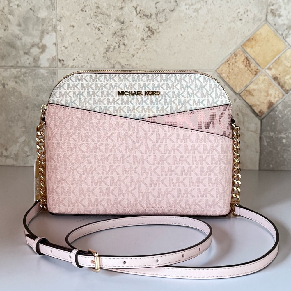 Michael Kors Pink and White Crossbody Bag